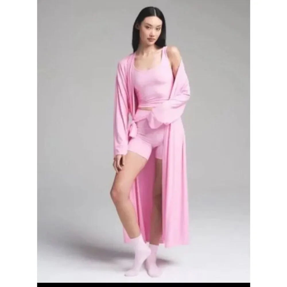 Skims Women's Pink Long Robe Bubble Gum